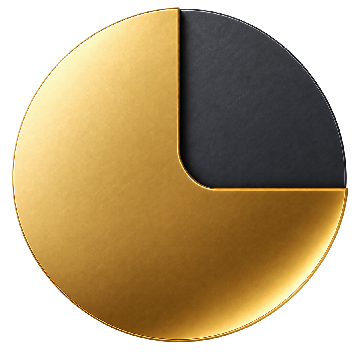 Gold and graphite disc: the gold surface is the value a clinic captures, the graphite quarter the value it leaves behind